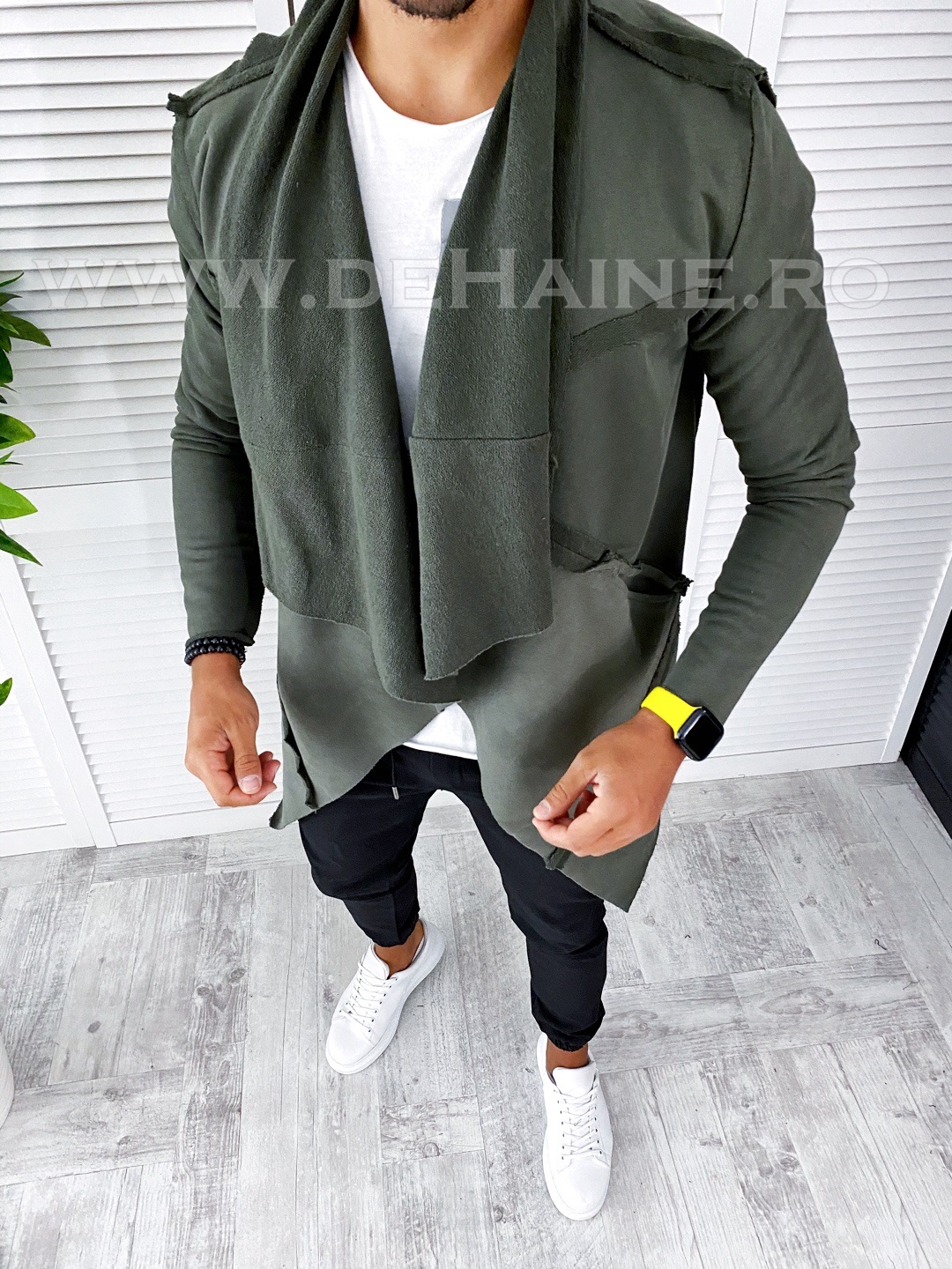 Cardigan barbati slim fit kaki 2651 o1-4